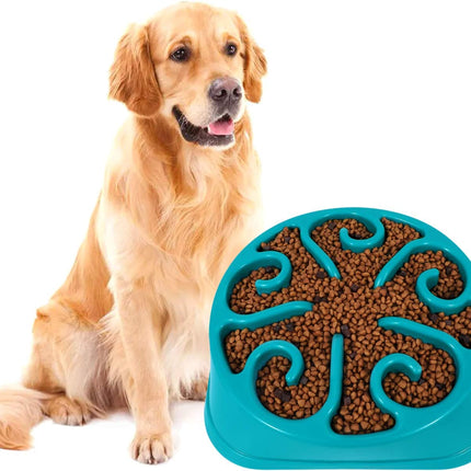 Slow Feeder Dog Bowl for Large Dogs, Anti-Gulping Dog Food Bowls Non-Toxic Eco Friendly Maze Dog Bowl for Big Dogs, Blue