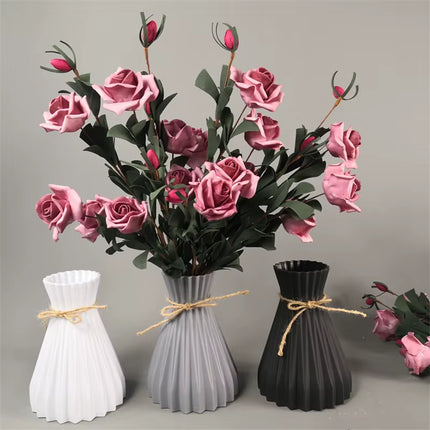 Plastic Vases Home Decor Anti-Ceramic Vases Imitation Rattan Flower Vase European Wedding Modern Decorations Unbreakable Basket