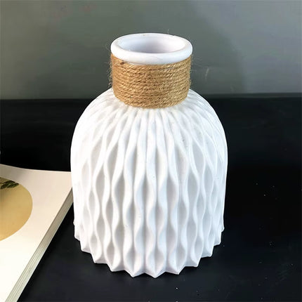 Plastic Vases Home Decor Anti-Ceramic Vases Imitation Rattan Flower Vase European Wedding Modern Decorations Unbreakable Basket