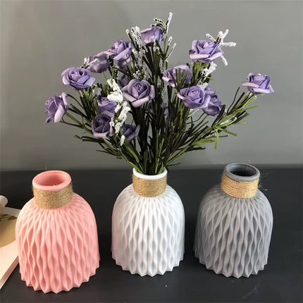 Plastic Vases Home Decor Anti-Ceramic Vases Imitation Rattan Flower Vase European Wedding Modern Decorations Unbreakable Basket