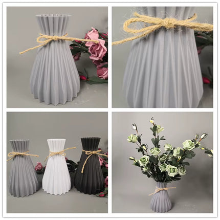 Plastic Vases Home Decor Anti-Ceramic Vases Imitation Rattan Flower Vase European Wedding Modern Decorations Unbreakable Basket
